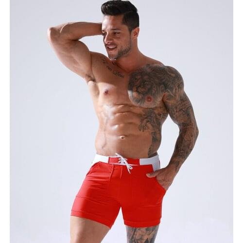 2021 New Arrival Mens Swimming Swimwear Solid Color Boy Short Pants Beach Shorts Rapaz Surf Board Nylon Drawstring Speed Homens