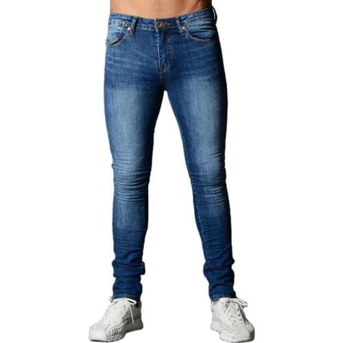 Men Vintage Blue Jeans Fashion Slim Fit Solid Color Stretch Denim Pencil Pants Men Casual Skinny Black Jeans Pantalones