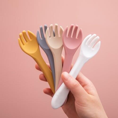 Baby Soft Silicone Fork Feeding Set Kid Dishes Toddlers Infant Feeding Accessories Fork Silicone Tableware Childrens Supplies