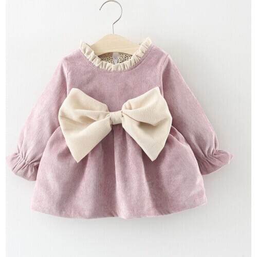Baby Girl Autumn Dress New Lovely Party Dress Toddler Baby Outfits Bow-knot Sweet Costumes Casual Clothes Suits