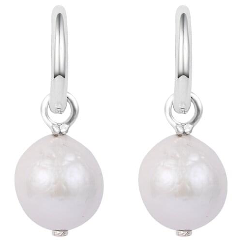 Freshwater Cultured Baroque Pearl Hoop Earrings Silver 925 Earrings for Lady Sister Girl Mother Wife Gift 2021 Summer E203