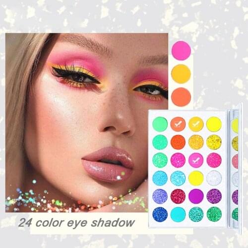 24 Color Matte Glitter Eyeshadow Palette Natural Makeup Powder Smooth & Delicate Texture Smoky Eye Makeup Wedding Party Makeup