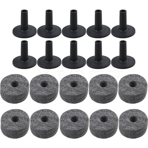 Yibuy 10 x Percussion Parts Felt Washers & Plastic Flanged Cymbal Sleeves for Drum
