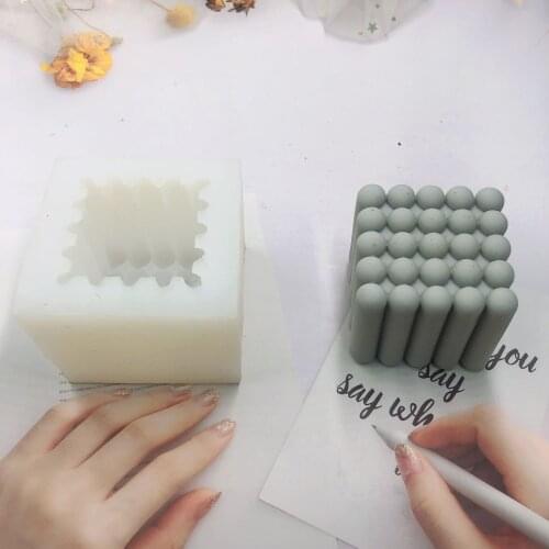 3d Candle Making Supplies Candle Mold European Geometric Heart-shaped Cube Silicone Mold Resin Mould Home Decoration