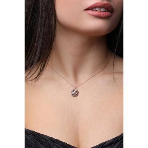 Silver Zircon Stone Medallion Design Necklace