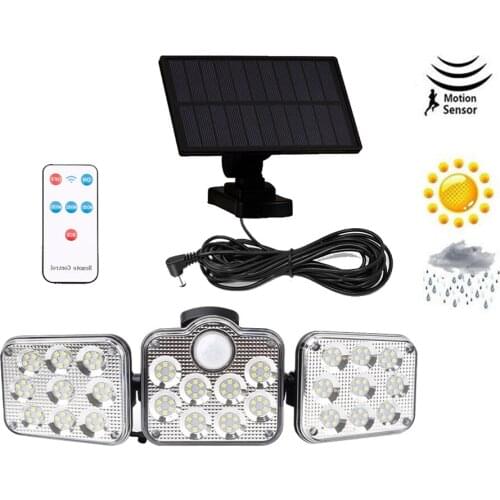 138 led seperable remote Solar Light Outdoor Solar Lamp Powered Sunlight PIR Motion Sensor Waterproof Street Lamps Garden Decora