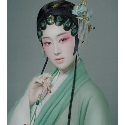 Yu Shu Ting Hua Light Green Chiffon Opera Costume Hanfu for Photo House or Stage Performance Costume