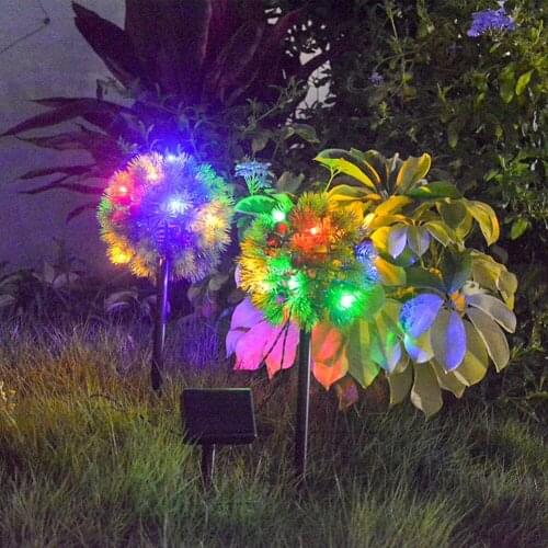 2-in-1 LED Solar Light Pine Needles Balls Lawn Stakes Lamp Waterproof Outdoor Garden Lamp Yard Art for Home Courtyard Decoration