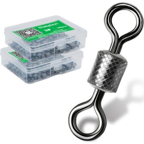 50-100pcs/box 8 Size Stainless Steel Rolling Swivels Fishing Swivel Size Fishing Accessories Sea Hook Connector Fish Tool