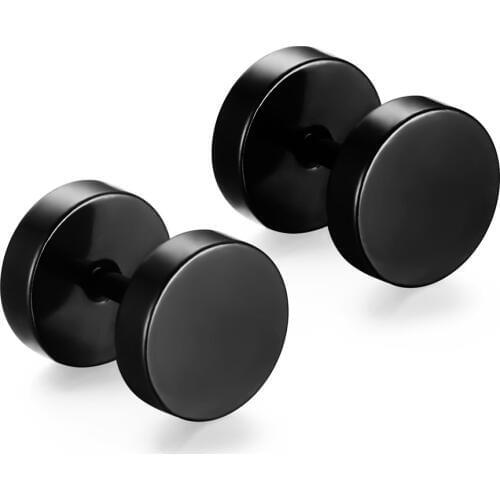 Top quality Anti Allergy Stainless Titanium Steel Earrings Mens Sports Circular barbell dumbbell Stud Earrings Trendy Jewelry