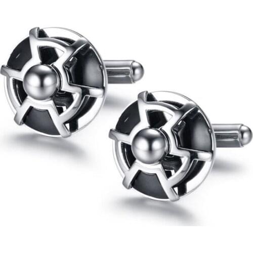 Stainless Steel Cufflinks Round Black Hollow Designed Cuff LInks Shirt Cuff Button Mens Jewelry Accessory Fashion Gift 5pairs