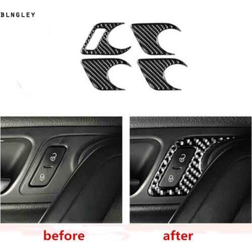 4pcs/lot Epoxy glue carbon fiber grain car door Safety lock panel cover for 2012-2016 Volkswagen VW passat B7 passat CC