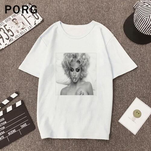 2019 Korean Fashion Madonna Sexy Classic Art Women Tshirt Aesthetic Vintage Gothic Harajuku Short Sleeve Plus Size Women Clothes