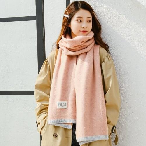 Womens Winter Knitted Warm Wool Neck. Japanese Small Pure Lovely Solid Color Scarf. Thickened Warm Korean Scarf