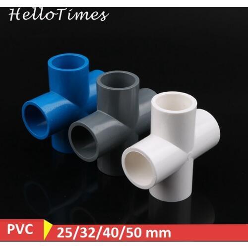 1pc 25mm 32mm 40mm 50mm PVC Pipe Cross Connector Garden Irrigation System Parts Water Pipe 4 Way Adapter Fish Tank Supplies