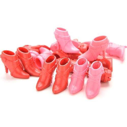 10 Pairs High Heels Shoes Short Boots for Doll Accessories Parts Color Random Mix Pairs