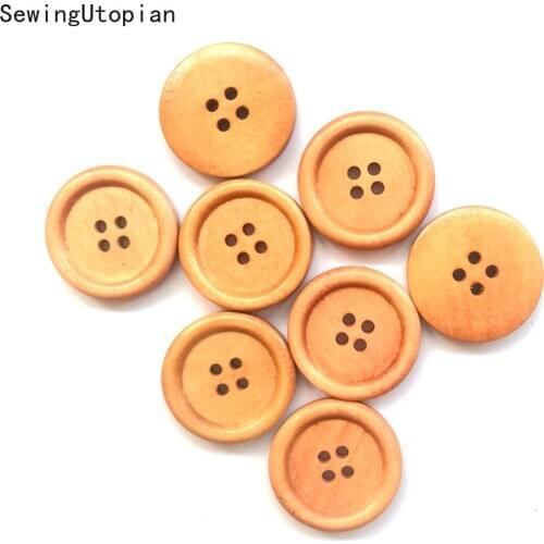 100PCS 25MM Wooden Buttons 4 Holes Scrapbooking Craft Wood Buttons Sewing Clothes Boots Coat Accessory Eagle Button Garment