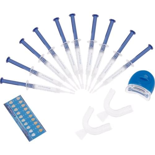 13pcs/set Teeth Whitening Oral Kit 10 Tube Gel + 2 Trays + LED Light Tooth Clean Bleach Bright Hygiene Dental Care Tools
