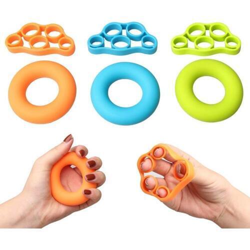 2pcs Hand Grip Strengthener and Finger Stretcher Silicone Finger Gripper Strength Trainer Ring Forearm Exercise Gym Fitness