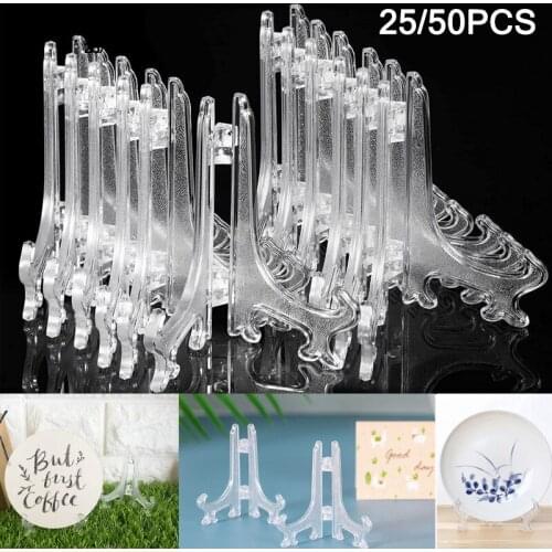25/50 Pcs Plastic Easel Display Stand Holders for Bowl Dish Pictures Place Cards or Other Items Home Wedding Art Rack Decoration
