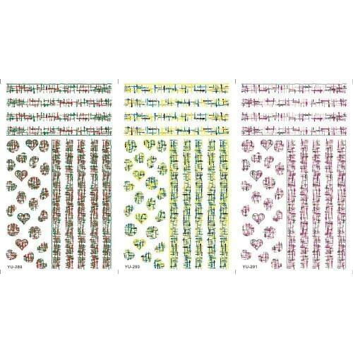 3 PACK/ LOT WATER TRANSFER DECAL NAIL STICKER FRENCH SMILE LACE GREEN PURPLE YU289-291
