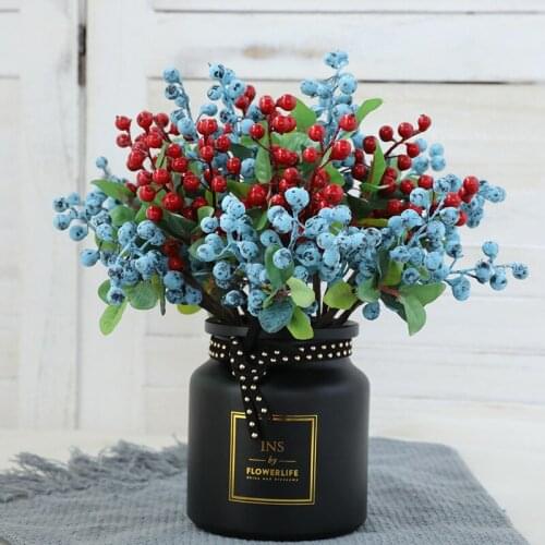 5PCS Artificial Fruits Blueberry Fake Plant Olive Fruit Bouquet Wedding Christmas Decorative Berry Living Room Home Decor