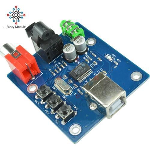 5V USB Powered HIFI PCM2704 DAC to S/PDIF Sound Card Decoder Board 3.5mm Analog Output F/PC