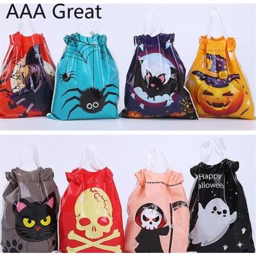 50Pcs/Lot Plastic Candy Bags Bread New Year Bag Halloween Festival Gifts Drawstring Bake Biscuit Cookies Packaging Pouches Food