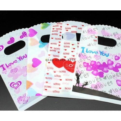 500pcs, small gift bags, lovely heart patterns, small plastic bags, accessories bags, multipurpose bags
