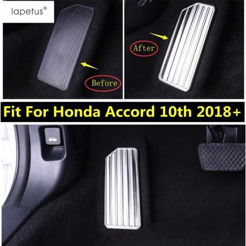 Lapetus Accessories Fit For Honda Accord 10th 2018 - 2021 Stainless Steel Left Foot Pedal Rest Footrest Plate Protect Cover Trim