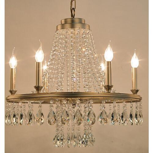 American Crystal Chandelier Bedroom Restaurant Living Room Pastoral Retro Candle Chandelier lustre de cristal led chandelier