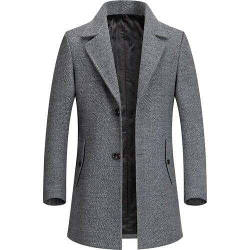 Brand clothing New Mens Casual Long Windbreaker Jacket/Male Solid Color Single Breasted Trench Man Woolen Coats Plus size S-4XL