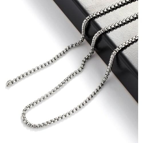 Hot Titanium Steel Men Necklace 3mm Square Beads Chain Gold/ Black/ Silver Fashion Jewelry Gift 50cm/ 55cm/ 60cm/ 65cm/ 70cm