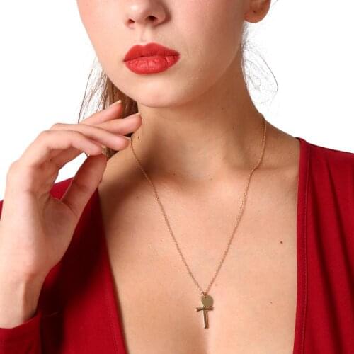 Fashion Simple Cross Round Alloy Pendant Chain Necklace Womens Jewelry Sweet fashion gift for girlfriend