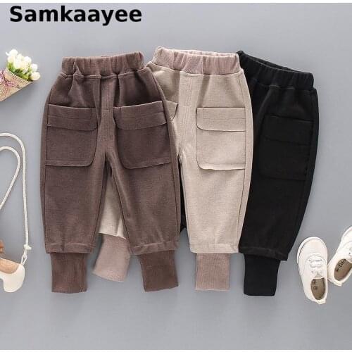 3-9y Kids Pants Boys Girls Cargo Pants Spring Autumn Children Trousers Baby Casual Clothing Cotton Elastic Waist Long Sweatpants