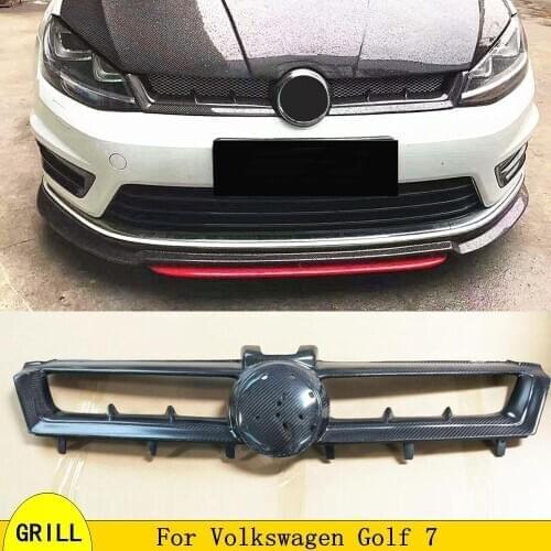 For Golf 7 MK7 Carbon Fiber Front Bumper Grille Grill for Volkswagen Golf 7 2014-2017 Carbon Fiber Front Grille Grill