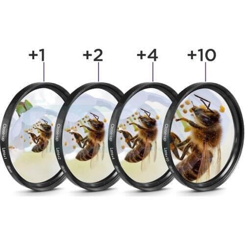 For Close up lens + 1 + 2 + 4 + 10 four piece set of 77mm 82mm close up sharp tool advanced macro filter nylon bag