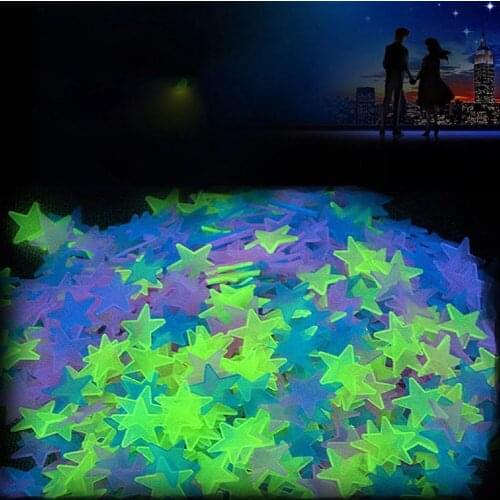 3D Star Fluorescent Wall Stickers Luminous Glow in the Dark Wall Decals Art Mural for Home Living Room Kids Room Bedroom Decor