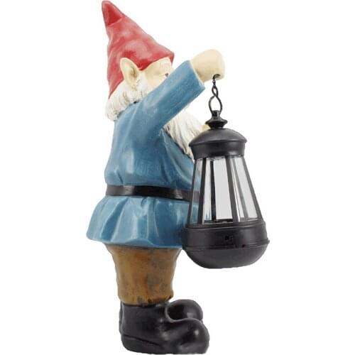Lantern Garden Dwarf Statue Oranments Solar Luminous Resin Decoration Christmas Gifts GQ