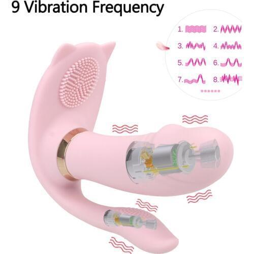 IKOKY G Spot Clitoris Stimulator Anal Plug Adult Products Dual Head Strap On Vibrator 9 Mode Sex Toys for Women