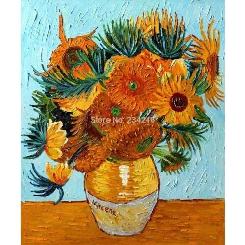 Canvas Flower Oil Panting Sunflower Collage by Van Gogh Painting for Dinning Room Decoration Hand Painted No Framed High Quality