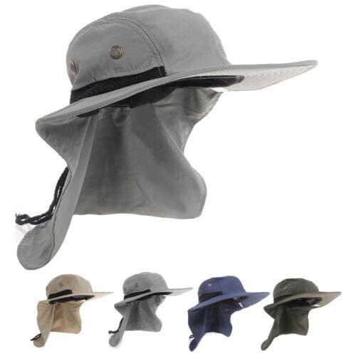 Casual Neck Flap Boonie Hat Fishing Hiking Safari Outdoor 4 Colors Sun Brim Bucket Bush Cap