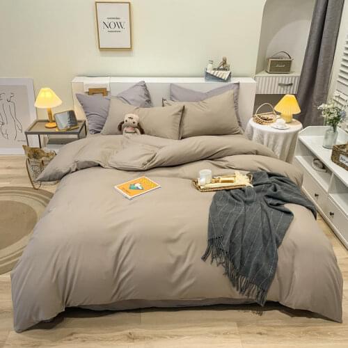 Bed Lined Set Queen King Size Brushed Bedding Plain Dyed Gray Color Minimalist Style Duvet Cover Sets dekbedovertrek 240x220