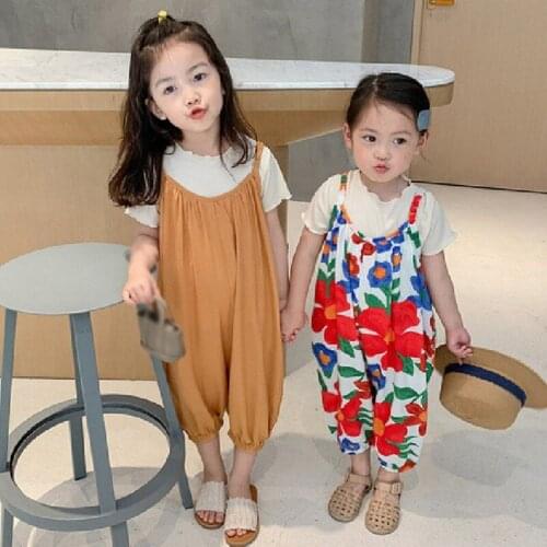 Summer Girls Korean Fashion Cute Sweet Style Flower Print Jumpsuit