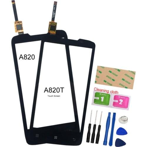 Hot Assembly Parts Touch Panel For Lenovo A820 A820T Touch Screen Digitizer Sensor Front Outer Glass Lens 3M Glue Wipes