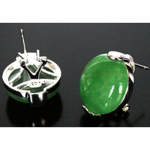 Hot Sell Fashion New 925 Sterling Silver Natural Green Natural jade Earrings