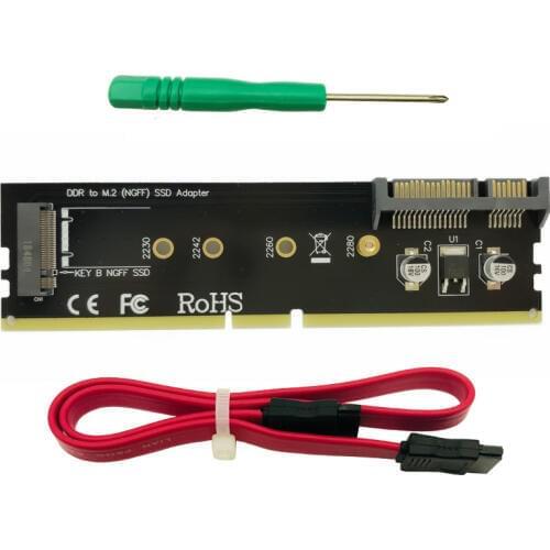 M2 SSD DDR3 Adapter DDR to M.2 SSD Raiser Riser Card M.2 NGFF B Key Connector SATA Power 7Pin SATA Port Connect Motherboard NEW