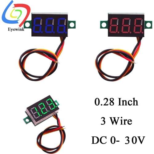 0.28 inch DC 0-30V 3-Wire Mini Gauge voltage meter Voltmeter LED Display Digital Panel Voltmeter Meter Detector Monitor Tools