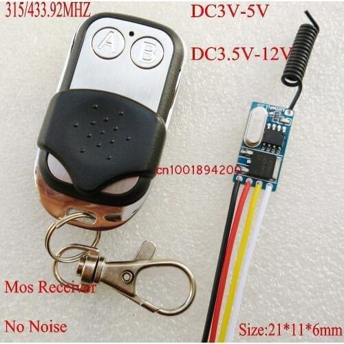 Mini Remote Control Switches DC3.5V-DC12V 3.7V 4V 4.5V 5V 6V 7.4V 9V 12V Micro Mos Receiver No Sound Receiver Module 433