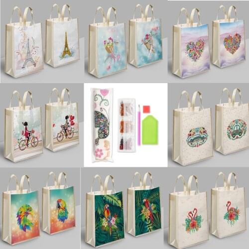 2pcs Reusable tote shopping bag, diamond painting tote bag, point diamond eco-friendly bag